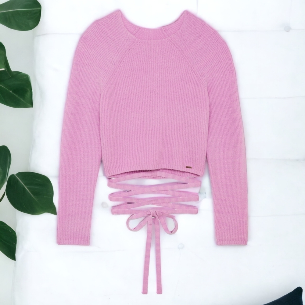 SAVAGE X FENTY MS. MINX KNIT STRAPPY CROP TOP SZ L BUBBLE PINK